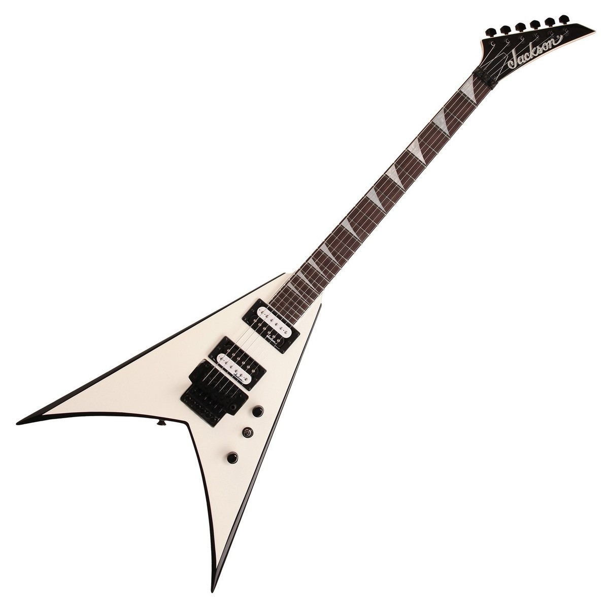 Jackson King V JS32 Electric Guitar, White w/Black Bevels
